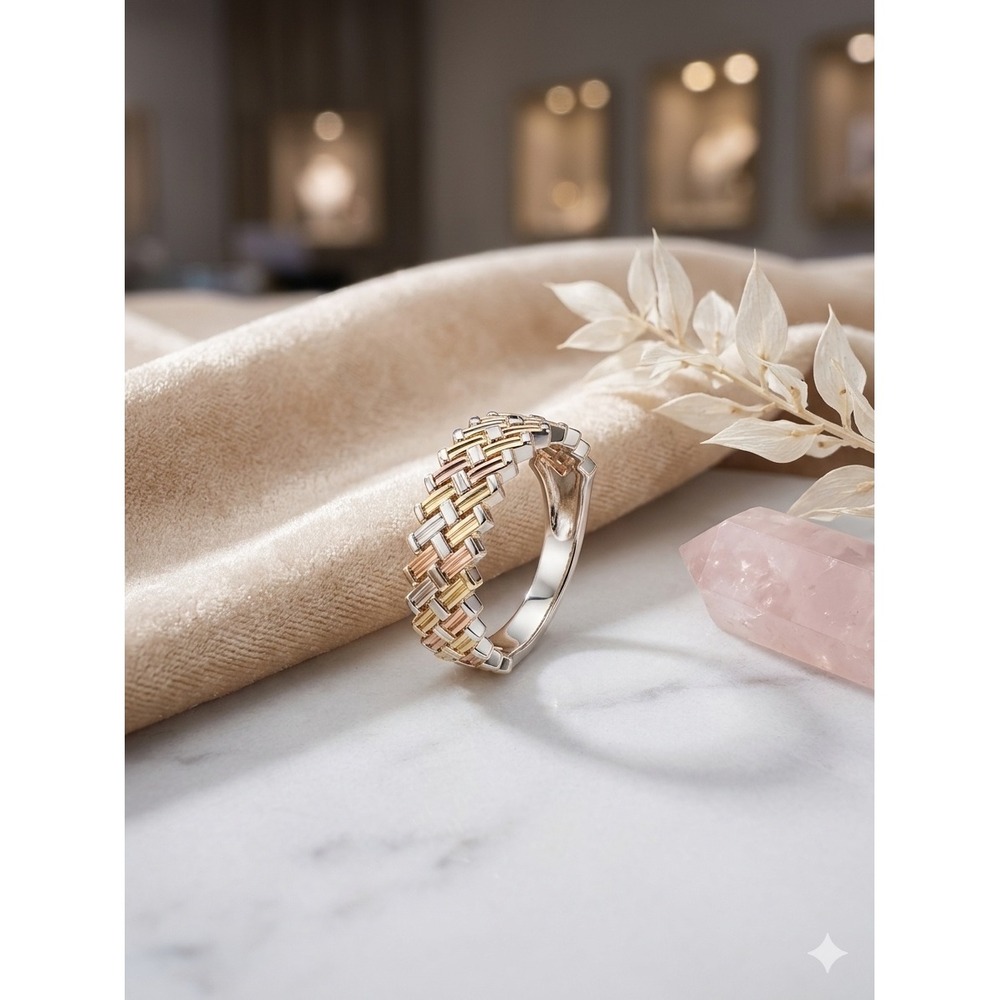 Bomb Party RMB2734 Basketweave Braided baguette topaz and cubic zirconia Size 7